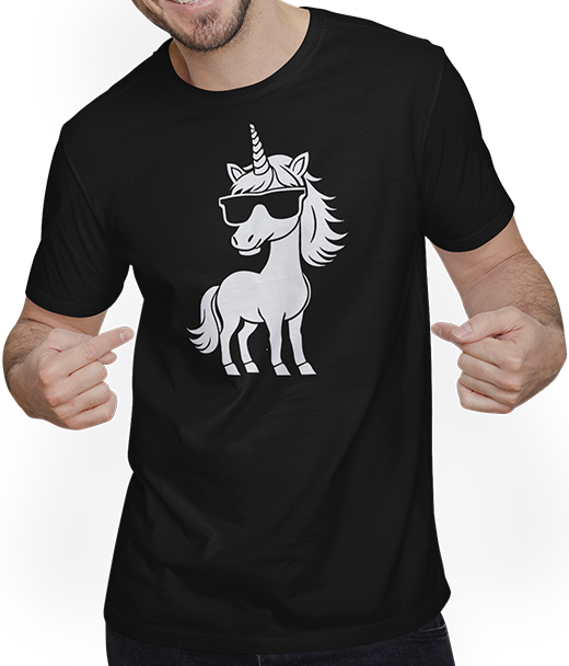 Produktbild von T-Shirt mit Mann Lustige Einhörner tragen Sonnenbrille cooles Einhorn