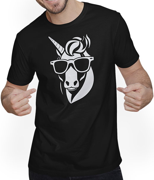 Produktbild von T-Shirt mit Mann Lustige Einhörner tragen Sonnenbrille cooles Einhorn