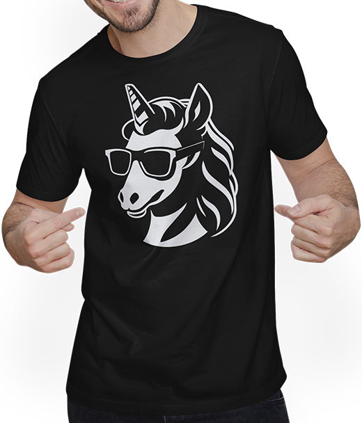 Produktbild von T-Shirt mit Mann Lustige Einhörner tragen Sonnenbrille cooles Einhorn