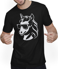 Produktbild von T-Shirt mit Mann Lustige Einhörner tragen Sonnenbrille cooles Einhorn