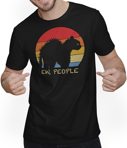 Produktbild von T-Shirt mit Mann Lustige Kätzchen Ew People Spruch Katze trägt Gesichtsmaske Katzen