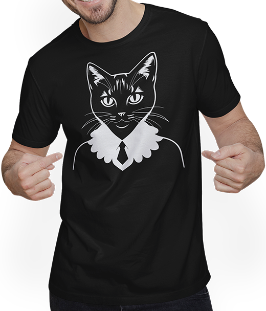 Produktbild von T-Shirt mit Mann Lustige Katze Silhouette freche lustige Katzen