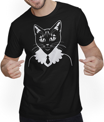 Produktbild von T-Shirt mit Mann Lustige Katze Silhouette freche lustige Katzen