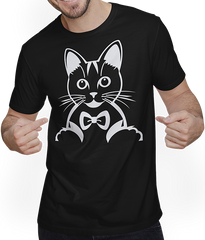 Produktbild von T-Shirt mit Mann Lustige Katze Silhouette freche lustige Katzen