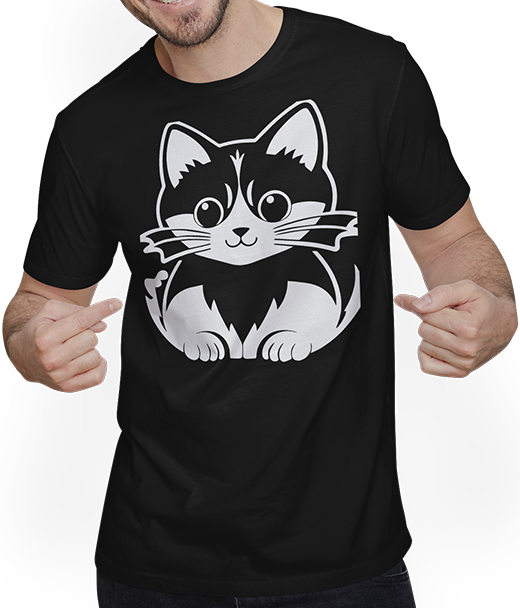 Produktbild von T-Shirt mit Mann Lustige Katze Silhouette freche lustige Katzen