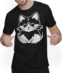 Produktbild von T-Shirt mit Mann Lustige Katze Silhouette freche lustige Katzen