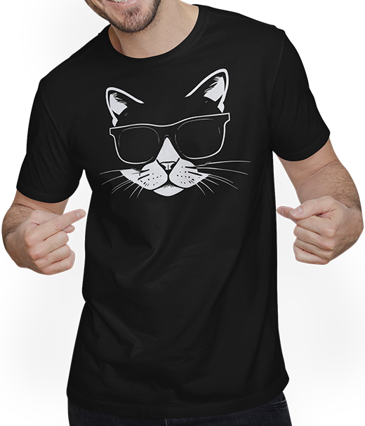 Produktbild von T-Shirt mit Mann Lustige Katze mit Sonnenbrille Kätzchen Sunglas Katzen