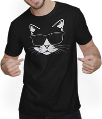 Produktbild von T-Shirt mit Mann Lustige Katze mit Sonnenbrille Kätzchen Sunglas Katzen