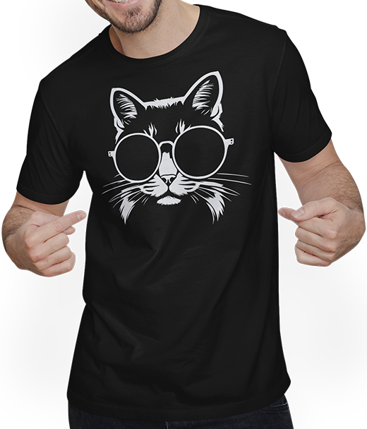 Produktbild von T-Shirt mit Mann Lustige Katze mit Sonnenbrille Kätzchen Sunglas Katzen