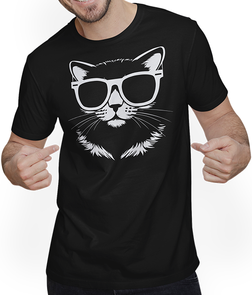 Produktbild von T-Shirt mit Mann Lustige Katze mit Sonnenbrille Kätzchen Sunglas Katzen