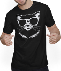 Produktbild von T-Shirt mit Mann Lustige Katze mit Sonnenbrille Kätzchen Sunglas Katzen