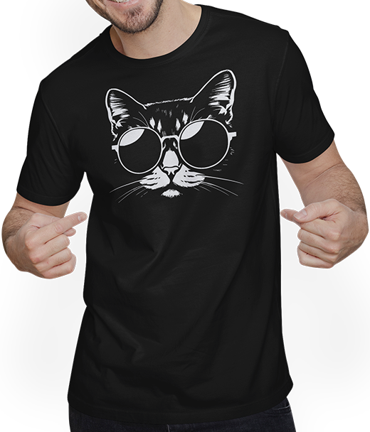 Produktbild von T-Shirt mit Mann Lustige Katze mit Sonnenbrille Kätzchen Sunglas Katzen