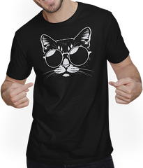 Produktbild von T-Shirt mit Mann Lustige Katze mit Sonnenbrille Kätzchen Sunglas Katzen