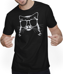 Produktbild von T-Shirt mit Mann Lustige Katze mit Sonnenbrille Kätzchen Sunglas Katzen