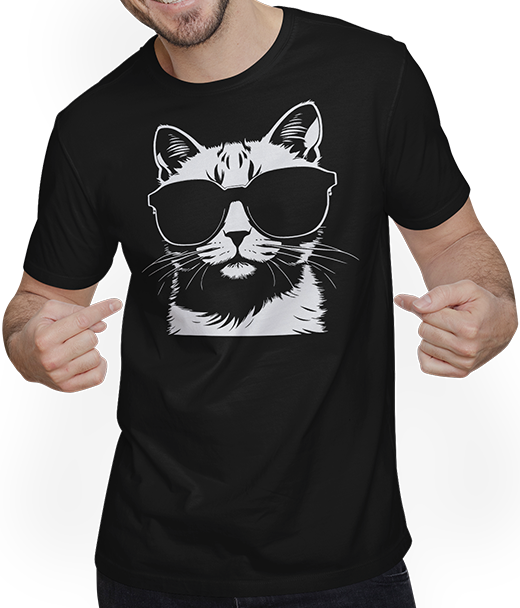 Produktbild von T-Shirt mit Mann Lustige Katze mit Sonnenbrille Kätzchen Sunglas Katzen