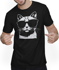 Produktbild von T-Shirt mit Mann Lustige Katze mit Sonnenbrille Kätzchen Sunglas Katzen