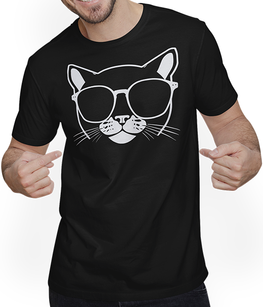 Produktbild von T-Shirt mit Mann Lustige Katze mit Sonnenbrille Kätzchen Sunglas Katzen