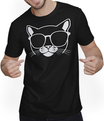 Produktbild von T-Shirt mit Mann Lustige Katze mit Sonnenbrille Kätzchen Sunglas Katzen