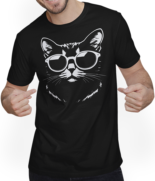 Produktbild von T-Shirt mit Mann Lustige Katze mit Sonnenbrille Kätzchen Sunglas Katzen