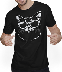 Produktbild von T-Shirt mit Mann Lustige Katze mit Sonnenbrille Kätzchen Sunglas Katzen