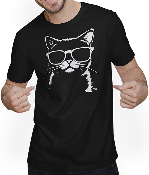 Produktbild von T-Shirt mit Mann Lustige Katze mit Sonnenbrille Kätzchen Sunglas Katzen