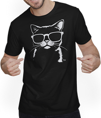 Produktbild von T-Shirt mit Mann Lustige Katze mit Sonnenbrille Kätzchen Sunglas Katzen