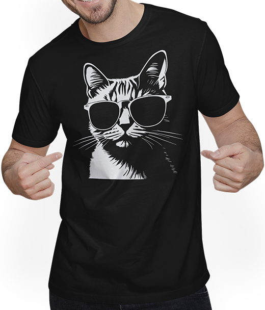 Produktbild von T-Shirt mit Mann Lustige Katze mit Sonnenbrille Kätzchen Sunglas Katzen