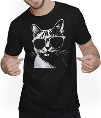 Produktbild von T-Shirt mit Mann Lustige Katze mit Sonnenbrille Kätzchen Sunglas Katzen