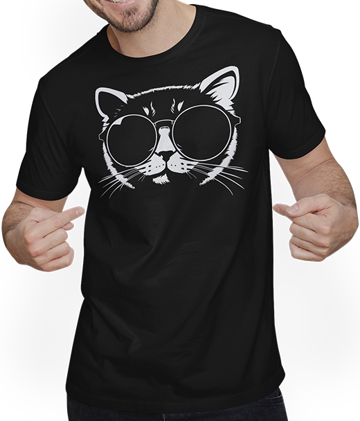 Produktbild von T-Shirt mit Mann Lustige Katze mit Sonnenbrille Kätzchen Sunglas Katzen