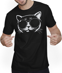 Produktbild von T-Shirt mit Mann Lustige Katze mit Sonnenbrille Kätzchen Sunglas Katzen