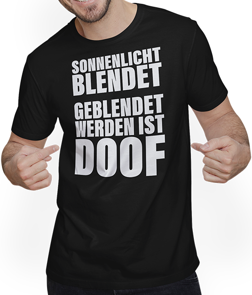 Produktbild von T-Shirt mit Mann Lustiger Spruch Gothics Grufties Metaller Sonnenlicht