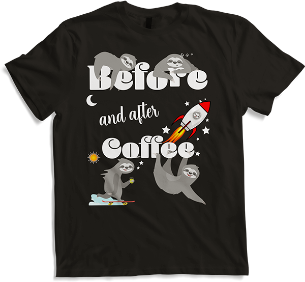 Produktbild von T-Shirt Lustiges Faultiere & Kaffee Sprüche T-Shirt mit Rakete