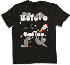 Produktbild von T-Shirt Lustiges Faultiere & Kaffee Sprüche T-Shirt mit Rakete