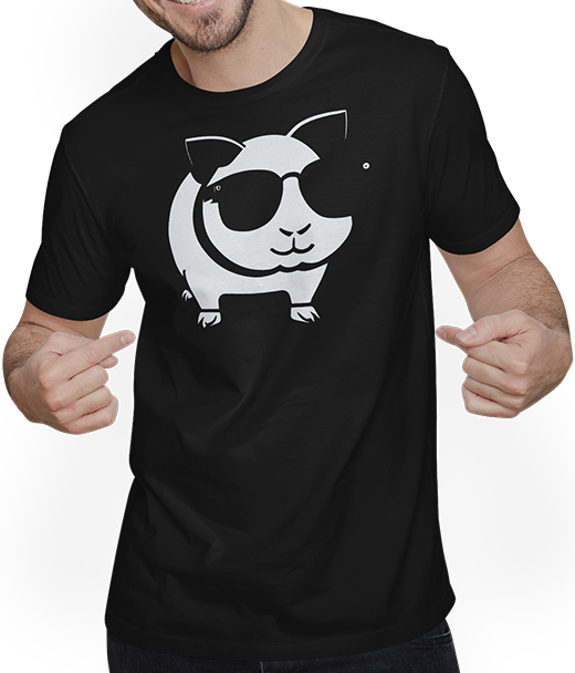 Produktbild von T-Shirt mit Mann Lustiges Meerschweinchen mit Sonnenbrille Meerschweinchen