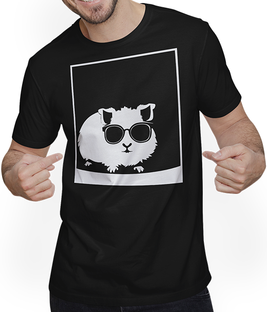 Produktbild von T-Shirt mit Mann Lustiges Meerschweinchen mit Sonnenbrille Meerschweinchen