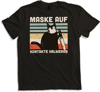 Produktbild von T-Shirt Maske auf Kontakte halbieren Lustiger Katzenspruch | Katzen