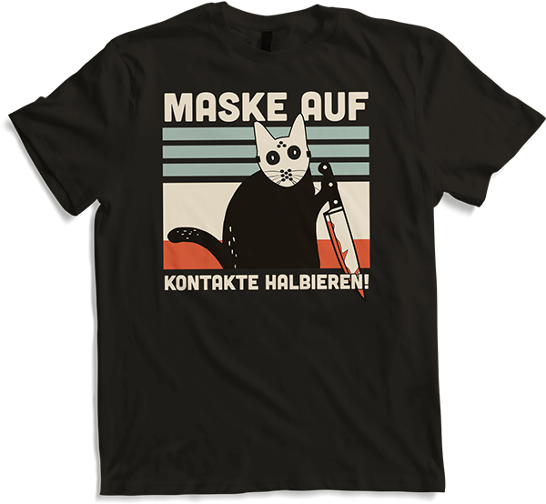 Produktbild von T-Shirt Maske auf Kontakte halbieren Lustiger Katzenspruch | Katzen