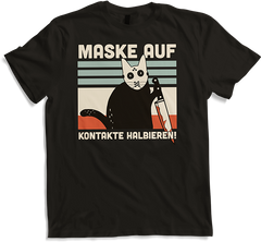 Produktbild von T-Shirt Maske auf Kontakte halbieren Lustiger Katzenspruch | Katzen