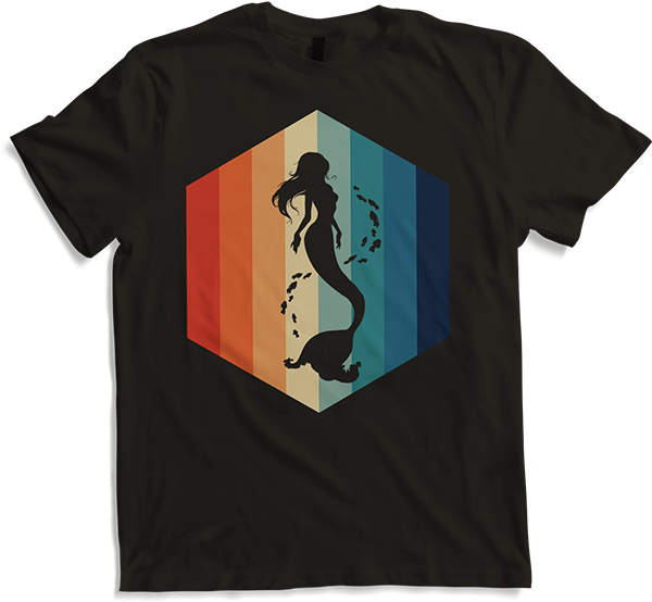 Produktbild von T-Shirt Meerjungfrau | Vintage Hexagon | Schöne Retro Wassernixe