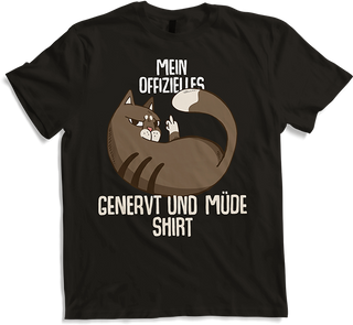 Produktbild von T-Shirt Mein Offizielles Genervt & Müde Shirt Freche Katzen Sprüche