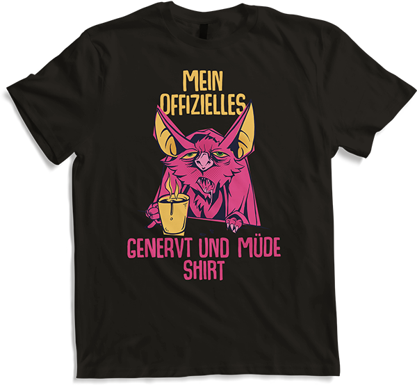 Produktbild von T-Shirt Mein Offizielles Genervt Und Müde Shirt Fledermaus Sprüche