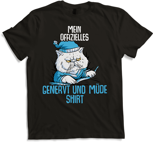 Produktbild von T-Shirt Mein Offizielles Genervt Und Müde Shirt Katzen Sprüche