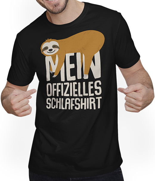 Produktbild von T-Shirt mit Mann Mein Offizielles Schlafshirt Faultier Müde Lustige Sprüche