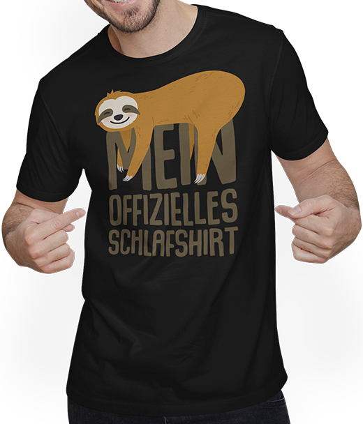 Produktbild von T-Shirt mit Mann Mein Offizielles Schlafshirt Faultier Müde Lustige Sprüche