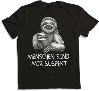 Produktbild von T-Shirt Menschen sind mir suspekt Freche Sprüche Faultier Spruch