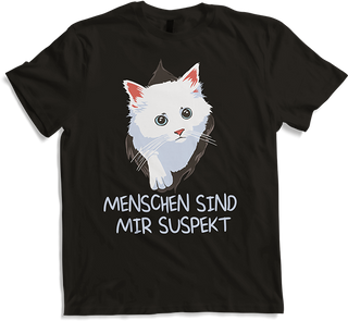 Produktbild von T-Shirt Menschen sind mir suspekt Kaffee Kätzchen Katzen Sprüche
