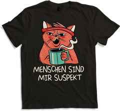 Produktbild von T-Shirt Menschen sind mir suspekt Kaffee Katze Katzen Sprüche