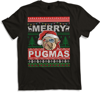 Produktbild von T-Shirt Merry Pugmas Cooler Mops Mopshalter Lustiges Ugly Christmas