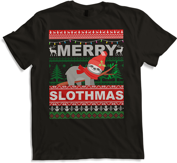 Produktbild von T-Shirt Merry Slothmas Lustiger Ugly Christmas Spruch mit Faultier