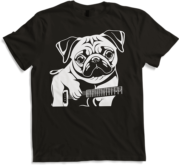 Produktbild von T-Shirt Mops mit E-Gitarre Musiker Lustiger Gitarrist